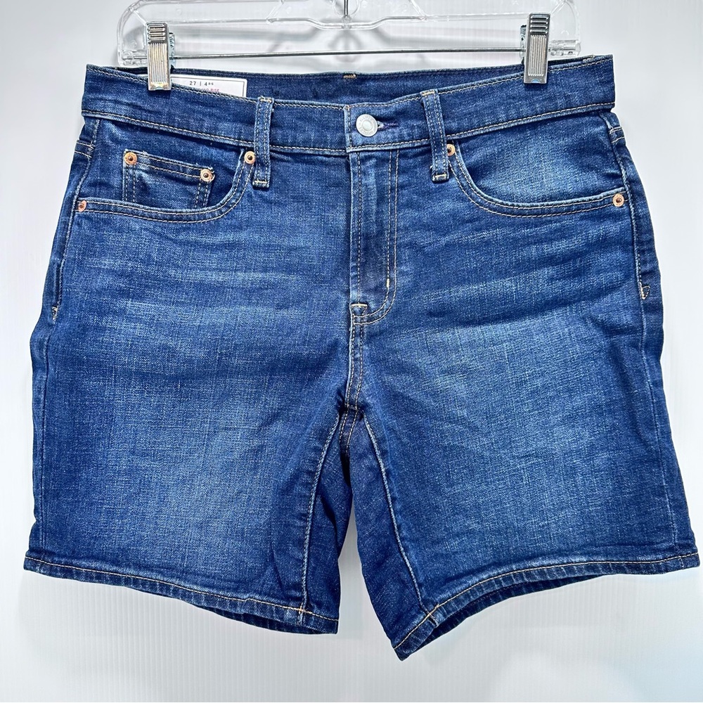 Gap Denim Shorts Mid-rise Women’s 27/4 Blue Stretch‎ Dark Wash Like New